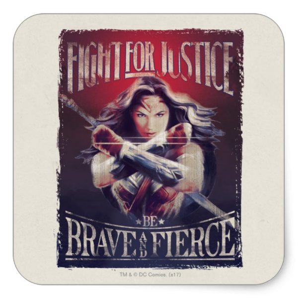 Wonder Woman Fight For Justice Square Sticker