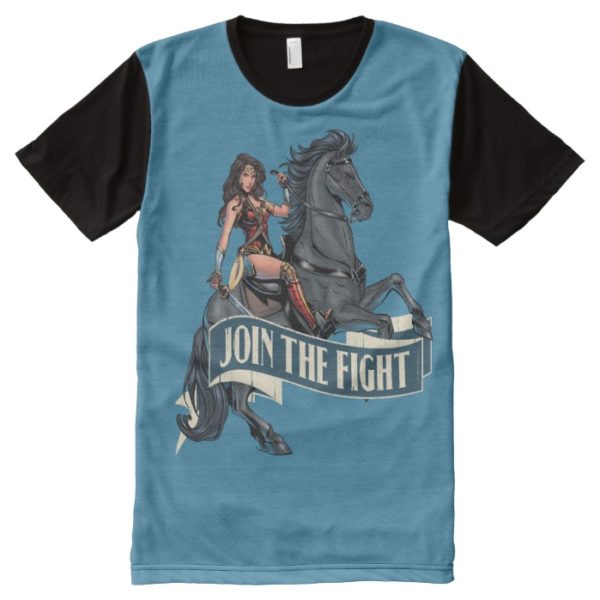 Wonder Woman on Horse Comic Art All-Over-Print Shirt