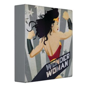 Wonder Woman Retro City Sunburst and Stars 3 Ring Binder