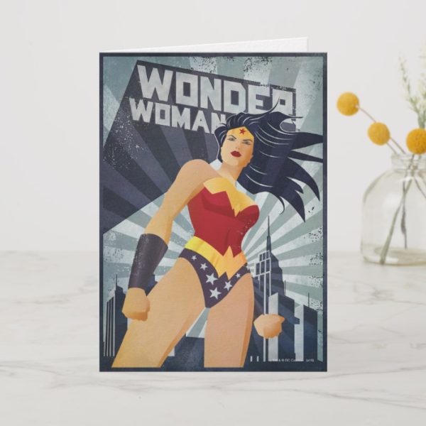 Wonder Woman Retro City Sunburst Card