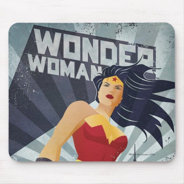 Wonder Woman Retro City Sunburst Mouse Pad