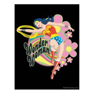 Wonder Woman Retro Flowers Postcard