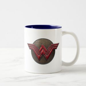 Wonder Woman Symbol Over Concentric Circles Two-Tone Coffee Mug