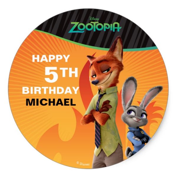 Zootopia Birthday Classic Round Sticker