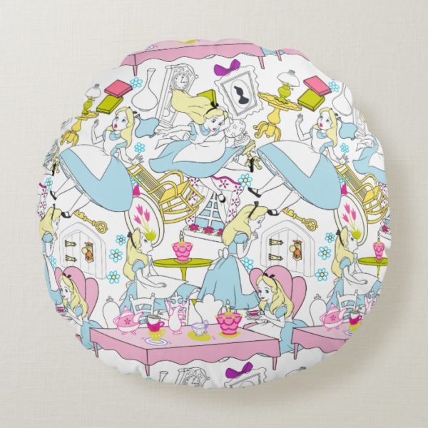 Alice in Wonderland | Oversized Pattern Round Pillow