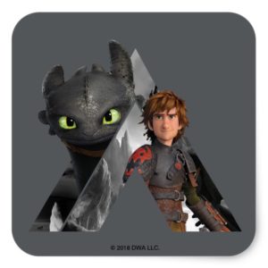 Alpha Dragon Toothless & Hiccup Square Sticker