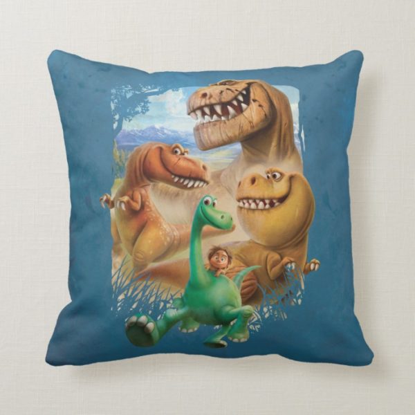 Arlo, Spot, and Ranchers In Forest Throw Pillow