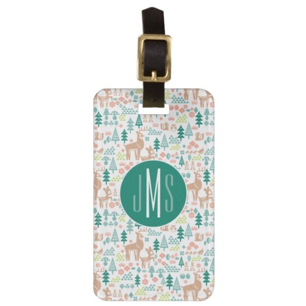 Bambi and Woodland Friends Pattern | Monogram Luggage Tag