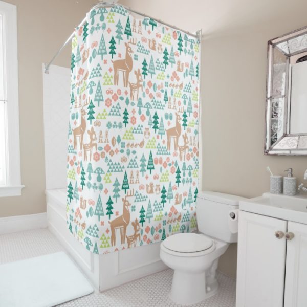 Bambi and Woodland Friends Pattern Shower Curtain