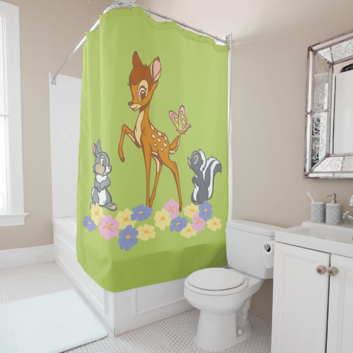 Bambi Friends Shower Curtain Custom, Bambi Shower Curtain