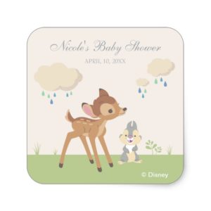 Bambi | Neutral Baby Shower Square Sticker