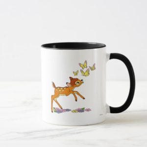 Bambi playing with butterflies mug