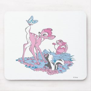 Bambi, Thumper, and Flower with Butterfly Mouse Pad