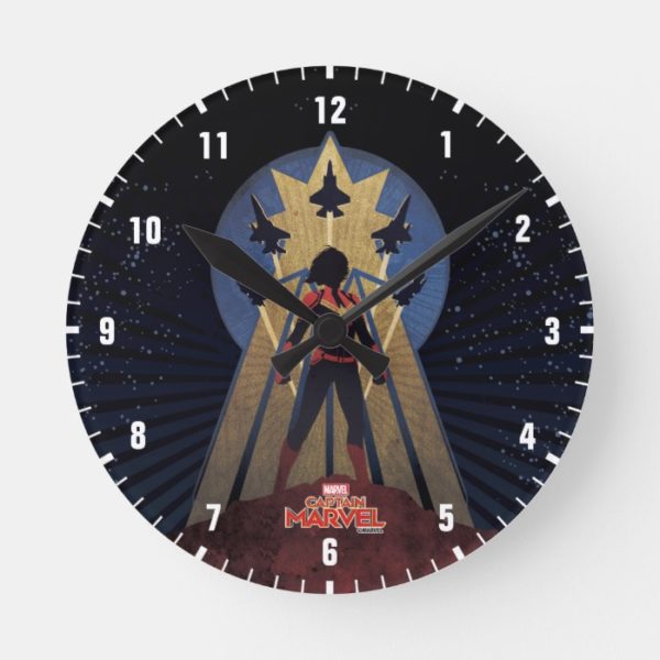 Captain Marvel | Art Deco Airforce Graphic Round Clock