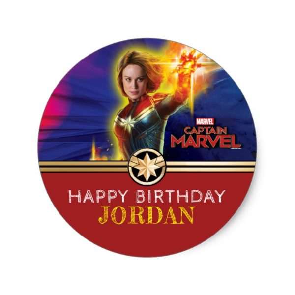 Captain Marvel | Birthday Classic Round Sticker