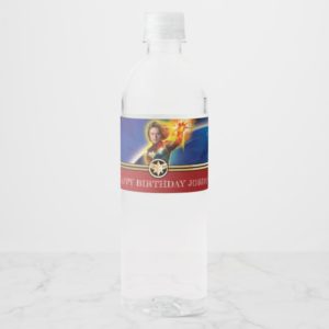 Captain Marvel | Birthday Water Bottle Label