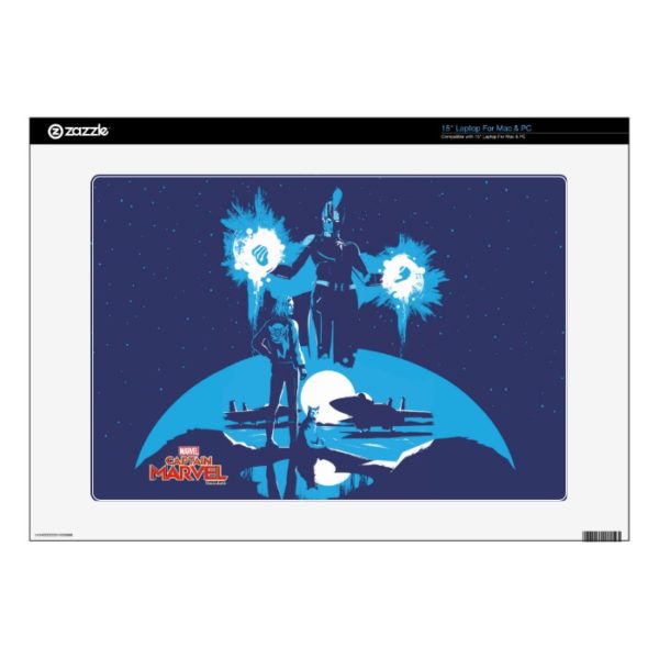 Captain Marvel | Blue Captain Marvel & Goose Scene 15" Laptop Decal
