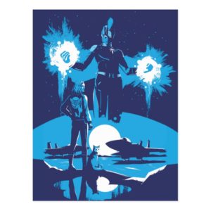Captain Marvel | Blue Captain Marvel & Goose Scene Postcard
