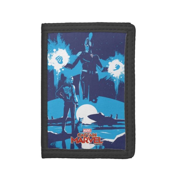 Captain Marvel | Blue Captain Marvel & Goose Scene Trifold Wallet