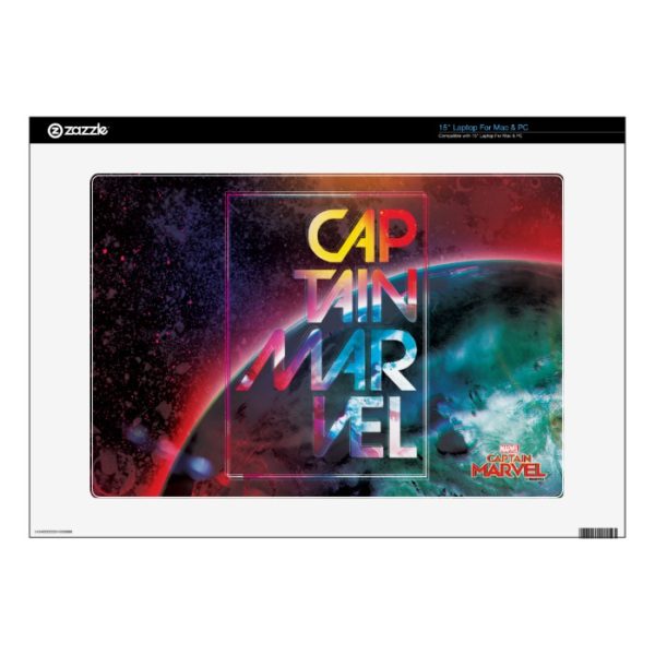 Captain Marvel | Colorful Planetary Horizon 15" Laptop Decal