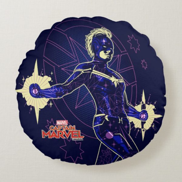 Captain Marvel | Constellation Character Art Round Pillow