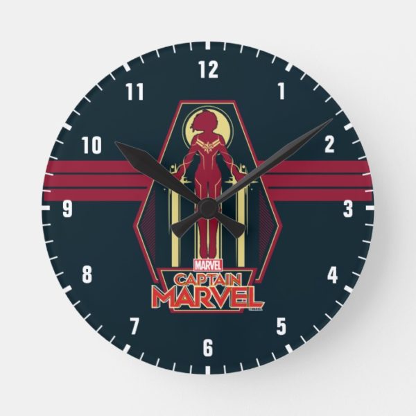 Captain Marvel | Flying Character Badge Round Clock