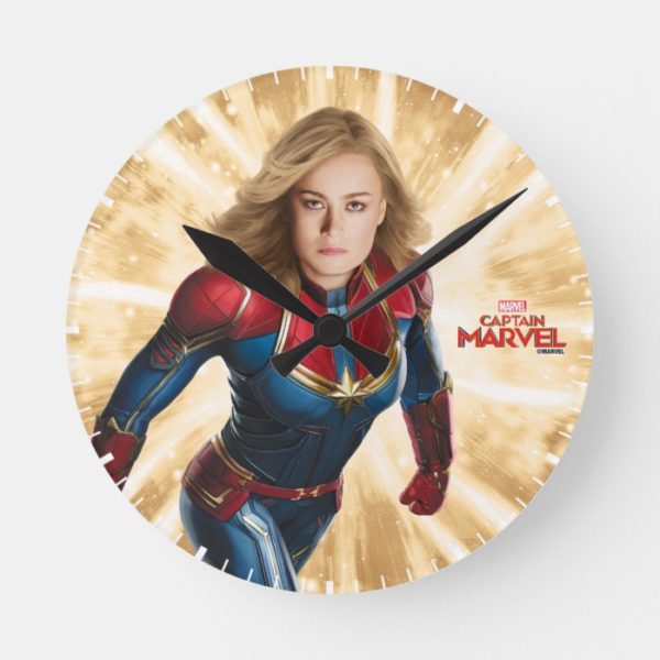 Captain Marvel | Flying Closeup Character Art Round Clock