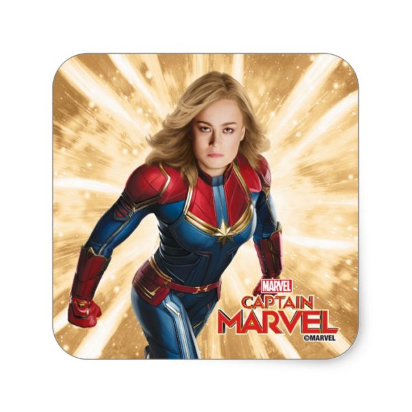 Captain Marvel | Flying Closeup Character Art Square Sticker