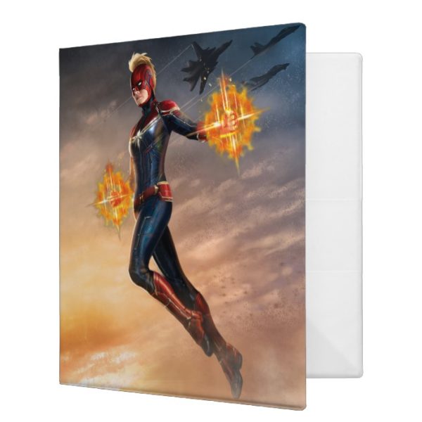 Captain Marvel | Flying With Energy Fists 3 Ring Binder