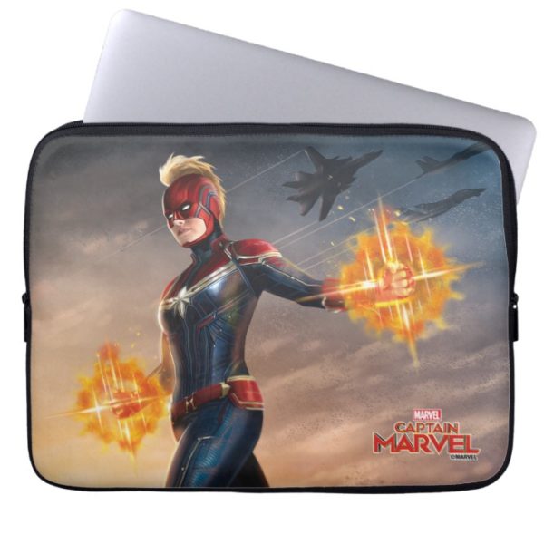 Captain Marvel | Flying With Energy Fists Computer Sleeve