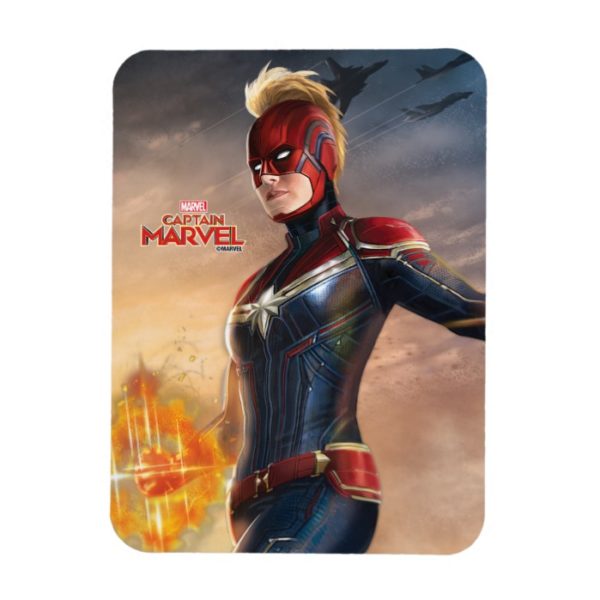 Captain Marvel | Flying With Energy Fists Magnet
