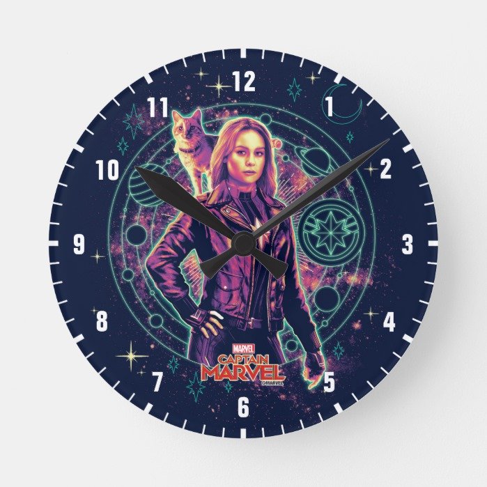 Captain Marvel | Galactic Goose & Carol Graphic Round Clock