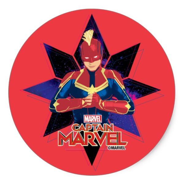 Captain Marvel | Galactic Star Character Graphic Classic Round Sticker