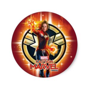 Captain Marvel | Glowing Photon Energy Classic Round Sticker