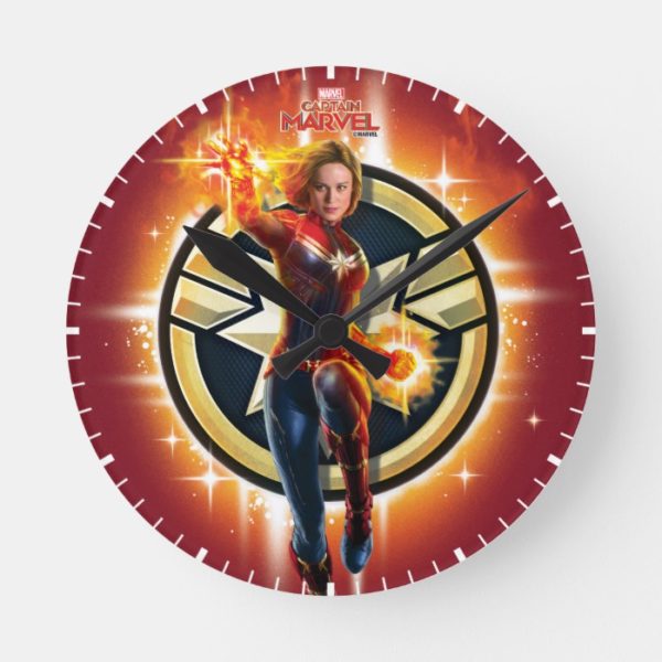 Captain Marvel | Glowing Photon Energy Round Clock