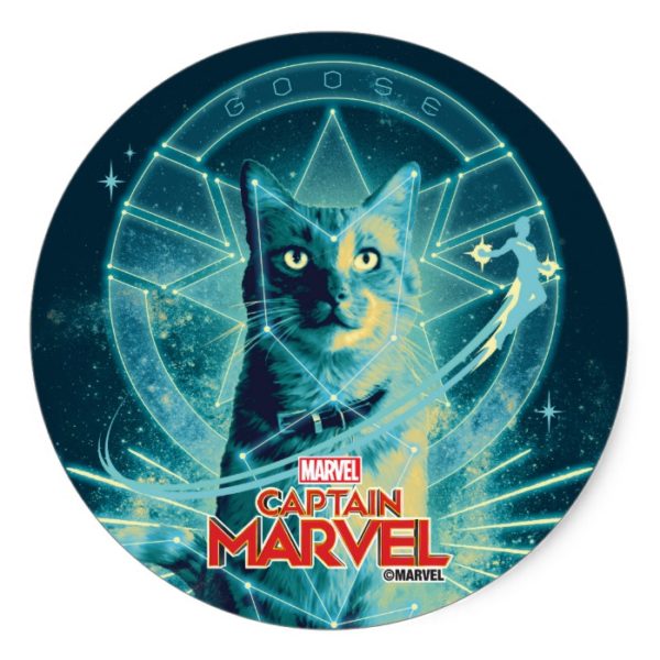 Captain Marvel | Goose Constellation Graphic Classic Round Sticker