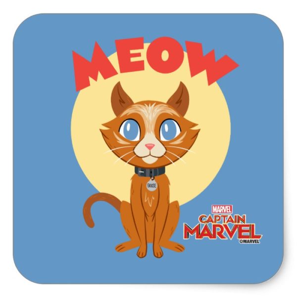 Captain Marvel | Goose "Meow" Illustration Square Sticker