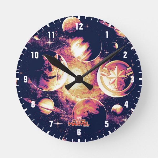Captain Marvel | Goose Planetary Pattern Round Clock