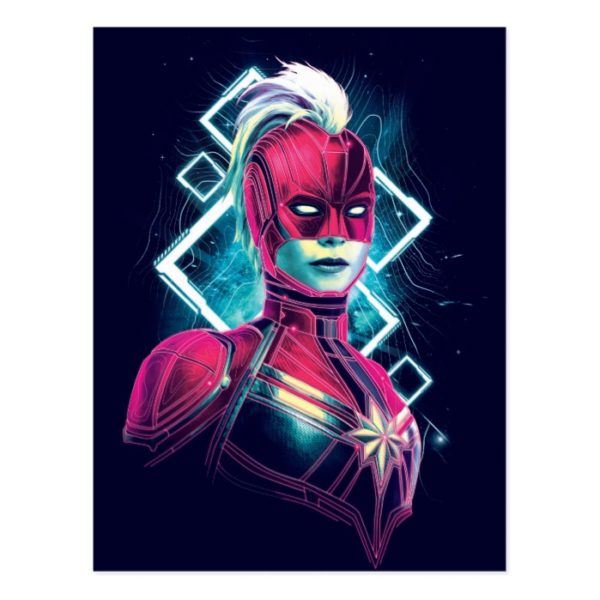 Captain Marvel | High Tech Glowing Character Art Postcard