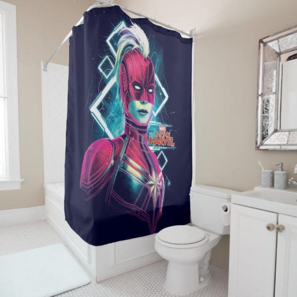 Captain Marvel | High Tech Glowing Character Art Shower Curtain