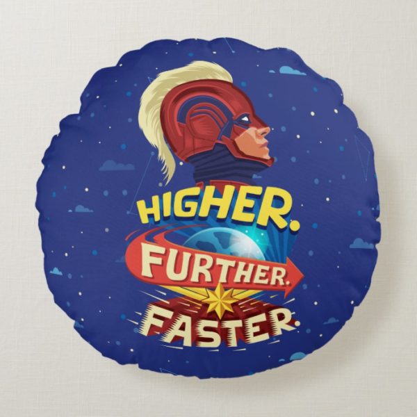 Captain Marvel | Higher, Further, Faster Round Pillow