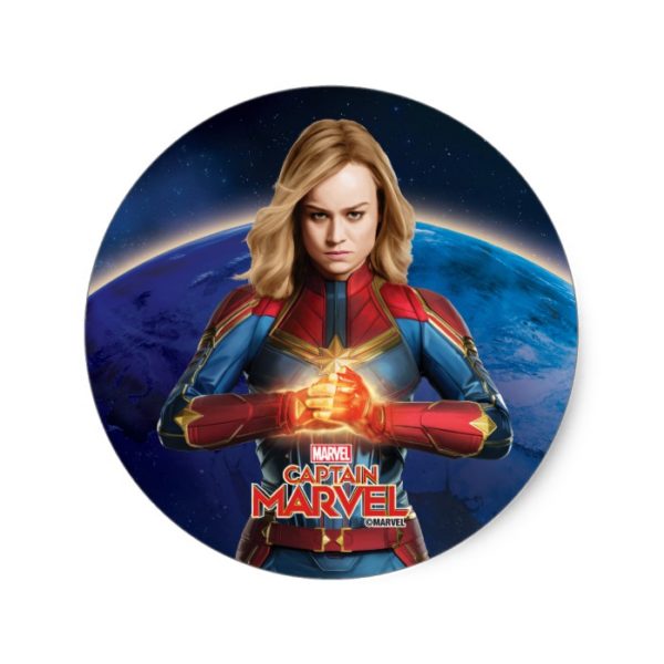 Captain Marvel | Holding Fist Character Art Classic Round Sticker