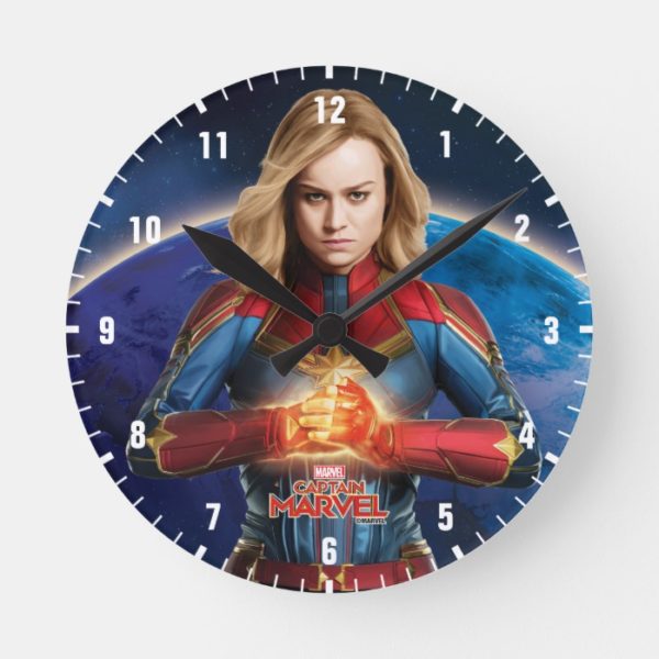 Captain Marvel | Holding Fist Character Art Round Clock