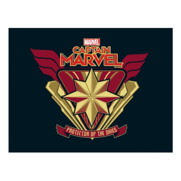 Captain Marvel | Protector Of The Skies Star Badge Postcard