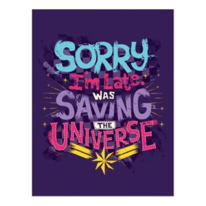 Captain Marvel | Saving The Universe Typography Postcard