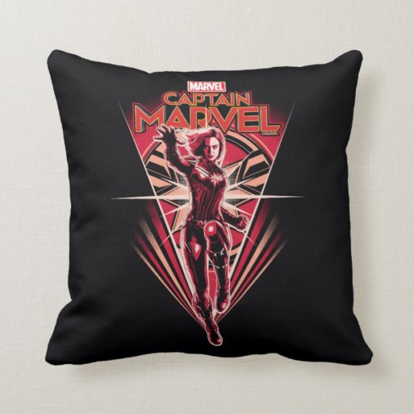 Captain Marvel | Shining Captain Marvel Badge Throw Pillow