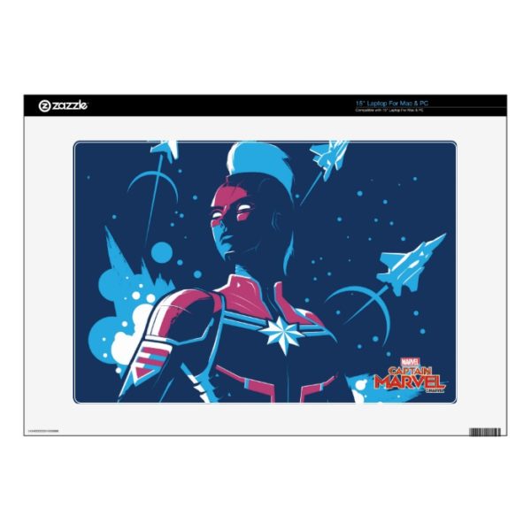 Captain Marvel | Silhouette Pose With Jets 15" Laptop Decal