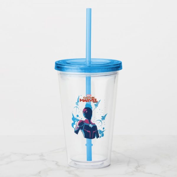 Captain Marvel | Silhouette Pose With Jets Acrylic Tumbler