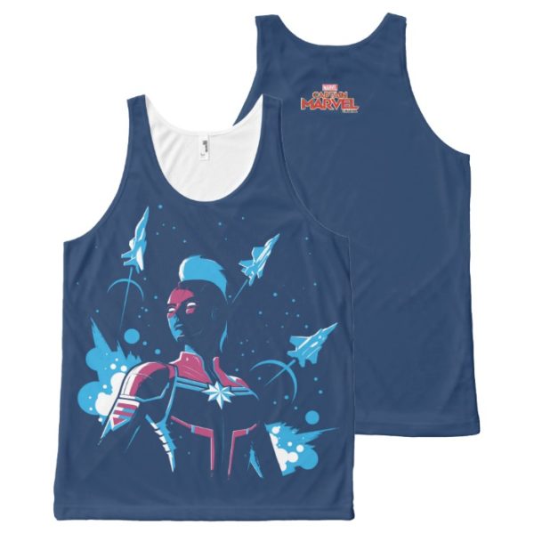 Captain Marvel | Silhouette Pose With Jets All-Over-Print Tank Top