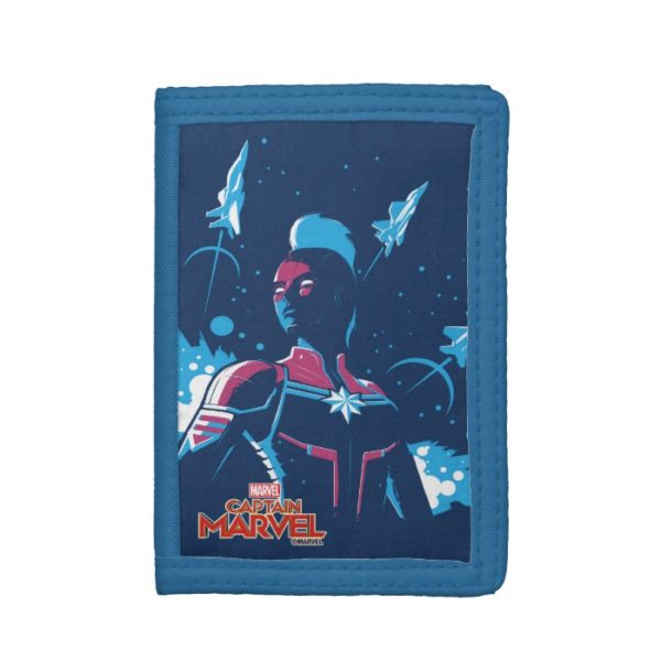 Captain Marvel | Silhouette Pose With Jets Trifold Wallet